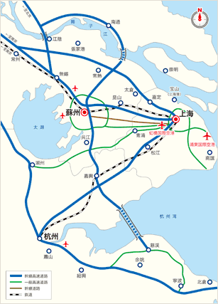 図：蘇州市とその周辺の交通網